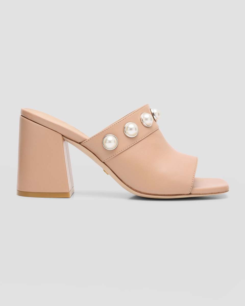 Portia Leather Pearly Mule Sandals
